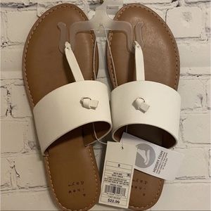 Womens Faux White Leather Sandals